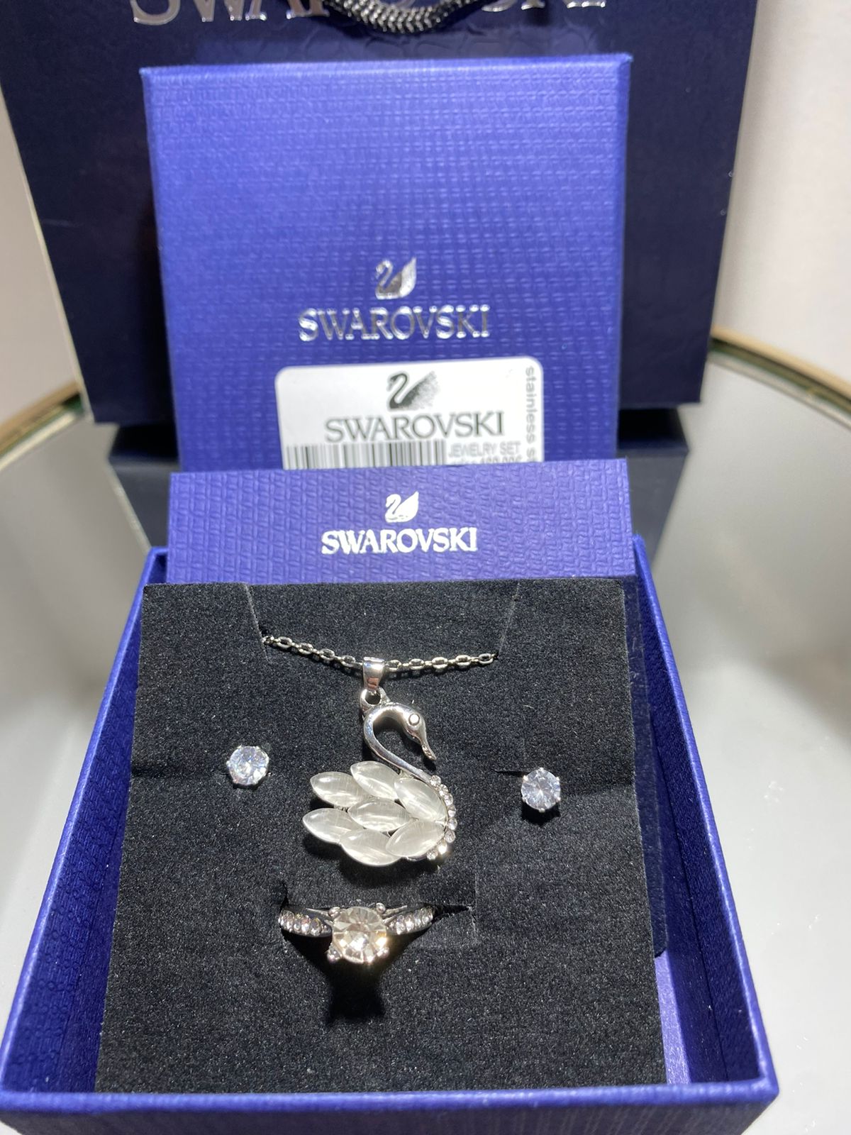 Swarovski®Σετ 4 Τεμαχίων Από Ανοξείδωτο Ατσάλι cod-011