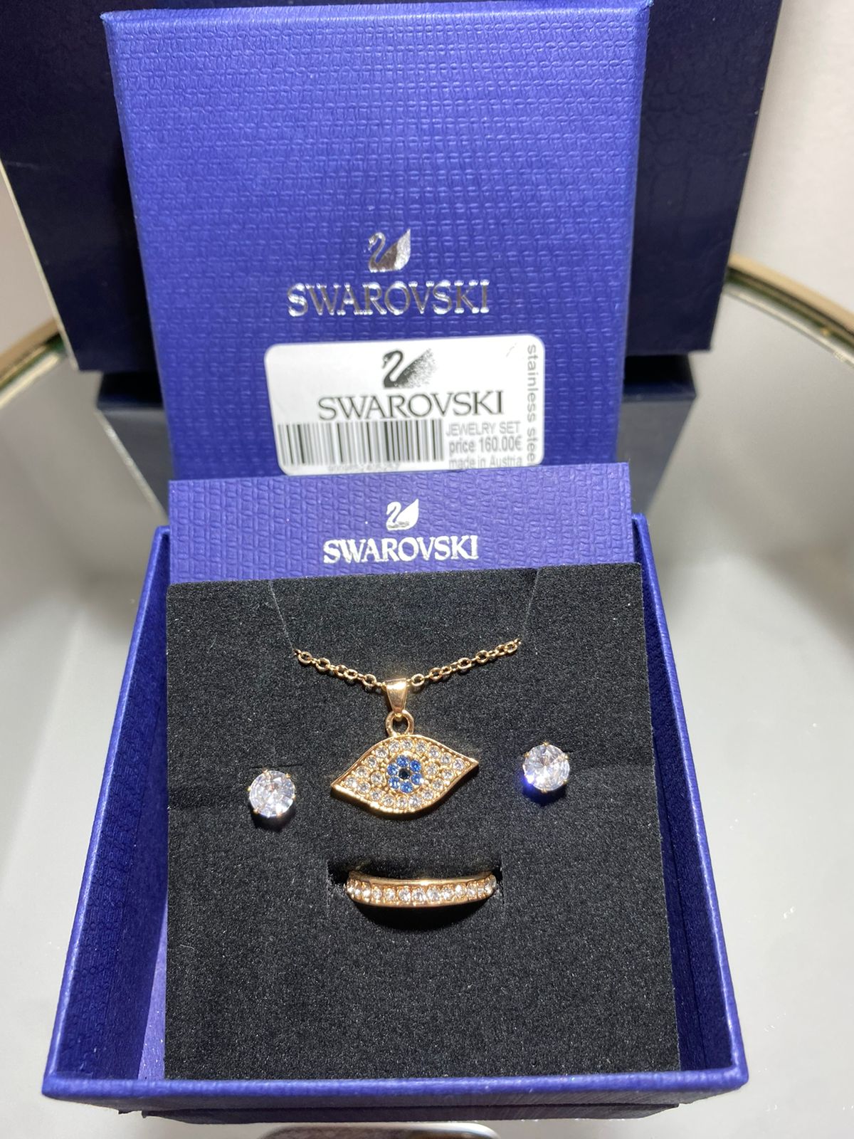 Swarovski®Σετ 4 Τεμαχίων Από Ανοξείδωτο Ατσάλι cod-014