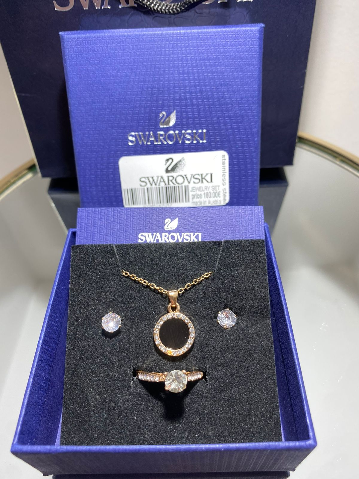 Swarovski®Σετ 4 Τεμαχίων Από Ανοξείδωτο Ατσάλι cod-015